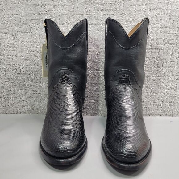 Tecovas The Earl Mens Size US 12.5D Obsidian Lizard Leather Pull-On Roper Boots main image 3